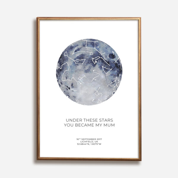 watercolour star map moon sky