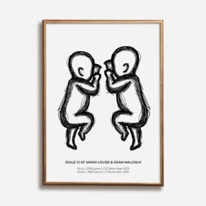 Siblings or Twins Scale Birth Poster