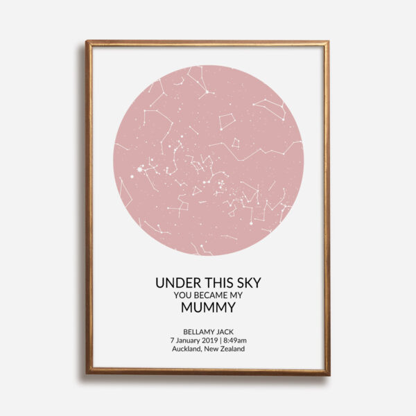mummy star map in dusty pink colour