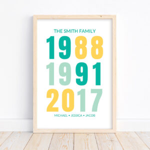 Family Birth Years Print