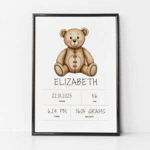 Minimal Birth Print-Teddy